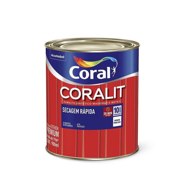 Tinta Esmalte Sintetico Coralit Secagem Rapida Brilhante Vermelho Goya 900ml